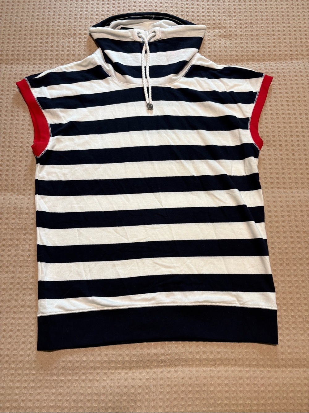 Ralph Lauren 100% Cotton Striped Sleeveless Hooded Tank Coastal Americana